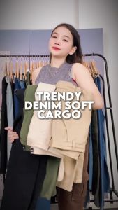 FIT AND FABRIC: Women's Korean Trendy High-Waisted Long Cargo Denim Jeans Maong Pants
