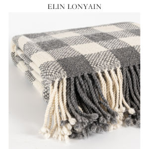 ELIN LONYAIN | Luxurious Grey Plaid Wool Blanket