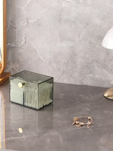 Transparent Dustproof Flip Cover Cotton Swab Storage Box Desktop Lipstick Makeup Cotton Organizer