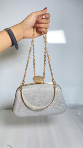BJ82198 - BLACK/GOLD/GRAY/PINK - TAS PESTA CLUTCH SLEMPANG MEWAH ELEGAN HANDBAG TALI RANTAI JINJING HANDBAG TAS WANITA FASHION IMPORT MODIS ELEGAN TERMURAH TERLARIS TERBARU TAS BATAM GT2198
