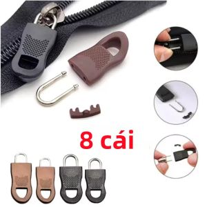 8 Đầu Kéo Khóa Nhựa Tháo Lắp Không Cần Dụng Cụ Cho Vali Cặp Sách Quần Áo - Khóa Kéo Nhựa Sửa Chữa Đầu Kéo Dây Móc Khóa Kéo