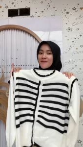 Oneset Dealova Cardigan Rajut Kancing Setelan Celana Kulot Premium Wanita Kekinian
