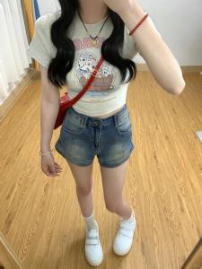 High Waisted A-Line Vintage Jeans Shorts
