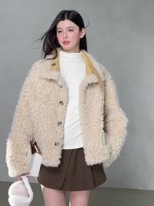 YIKEXIAOYEMEI | Áo Khoác Lông Ngắn Giảm Tác Động Tuổi Tác Cho Phụ Nữ