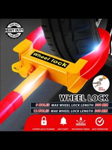 Wheel Lock Tyre Clamp Anti-Theft Heavy Duty Security Lock 12 Holes Adjustable Universal Vehicle Tire Locker