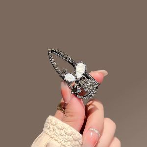Korean Style Opal Rhinestone Hollow Butterfly Hair Clip Womens Side Bangs Clip High-end Duckbill Clip Fashion Hair Accessories