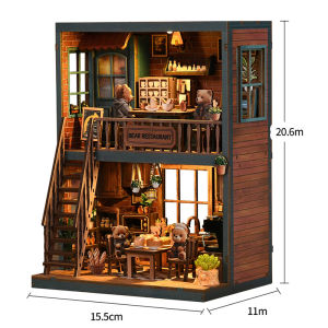 3D Japanese Grocery Store DIY Dollhouse Kit with LED Light Detailed Furniture Handmade Assembly Model Birthday Gift Home Decor