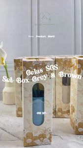 Souvenir Set Gelas & SGS Box Grey / Brown