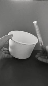 PAPER BOWL PUTIH 800ML WADAH MAKANAN MANGKOK KERTAS PLUS TUTUP BENING KAMI (25 PCS)