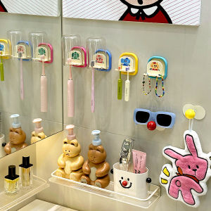 ชั้นวางของสำหรับจัดระเบียบอุปกรณ์สุขอนามัยช่องปากในห้องน้ำแบบติดผนังสำหรับครอบครัว 4 คน จัดระเบียบสีลูกกวาด วัสดุ PP