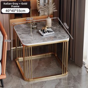 Square Stone Panel Side Table