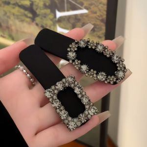 Elegant Rhinestone BB Clip Hair Accessories Womens Fashion Side Bangs Hair Duckbill Clip Large Size Barrette Resin Material