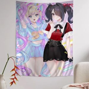 VIKAMA Sweet & Cool Japanese-Style Girls Tapestry Soft Polyester Backdrop Fabric for Bedrooms and Living Rooms Home Decor