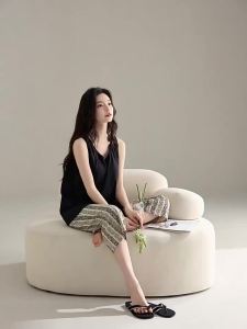 Baisina | Summer Cotton Sleepwear Set with Bra Pad Camisole 3/4 Pants