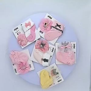 1 Set Bow Baby Socks Cute Princess Lace Baby Socks Hairband Set Cotton Fashion Socks