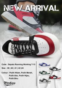 Sepatu Running Working T-13 Sol Jahit & Sepatu Sport Jogging Kets Casual Trendy Bisa COD