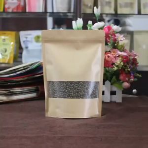 UMI 50pcs Kraft Paper Zipper Plastic Zip Lock Packaging Bag Window Cookies Food Storage Doorgift Air Tight Plastik Makanan