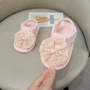 Summer Princess Style Baby Girl Shoes Cotton Soft Bottom Anti-Slip Walkers 6 to 12 Months Learning to Walk Footwear for Infants