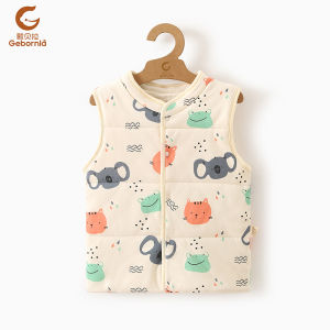 GE Bella Kids Colored Cotton Quilted Vest Infant Colored Cotton Waistcoat Girl Warm Cardigan Autumn and Winter