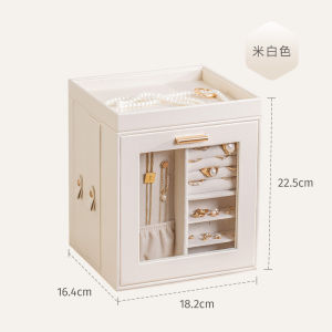 High-End Rotating Display Box Large Capacity Jewelry Storage Box Necklace Ring Organizer Leather Material Desktop Storage