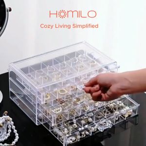 Jewelry Organizer Box Earring Storage Box Ring Box Bangles Storage Box Small Grid Drawer Jewelry Organizer Multi-Purpose Jewellery Storage Jewelry Holder Earring Organizer 饰品收纳盒 首饰收纳盒