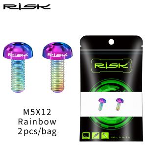 RISK M5x12 Titanium Bicycle Water Bottle Cage Fixing Bolts Road Mountain Bike Water Holder Screws Air Pump Holder Fixed Screws