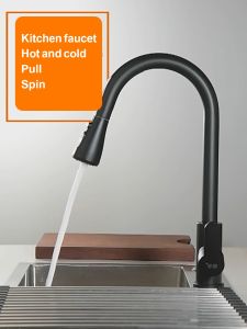 Kitchen faucet stainless steel faucet curved flexible 360° rotating kitchen pull-out faucet