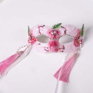 Retro Han Chinese Clothing Half Face Lace Accessories Goddess Kids Party Mask Photo Props Face Covering Masquerade Mask