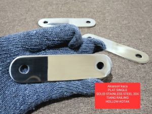 SAYAP SPIDER PLAT SINGLE ENGKEL GLASS FITTING TIANG RAILING KACA STAINLESS STEEL 304