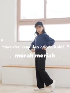 1 Set Baju Crop Oversized Dan Celana Kulot Untuk Remaja Motif Orang Baik