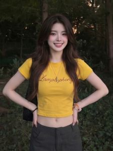 CHENDAYU | Sweet Sparkle Letter T-Shirt Short Length