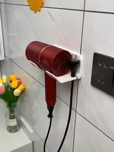 ที่วางไดร์เป่าผม ที่แขวนไดร์เป่าผม ไม่ต้องเจาะผนัง มีช่องเก็บสายไฟ