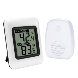 Wireless Refrigerator Digital Thermometer with Remote Sensor - Mini Fridge Temperature Monitor Large LCD Display Alarm Alert