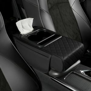 Car Armrest Box 7.5cm Thicken Height Pad Arm Rest Cushion with Pocket Tissue Cup Holder Memory Cotton Elbow Support Height Pad