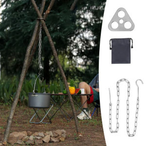 Camping Hanging Tripod Pot Rack Hanger BBQ Steel Rack Tripod For Picnic Blow Fire Tube Blowing Fire Stick Bonfire Party Tool