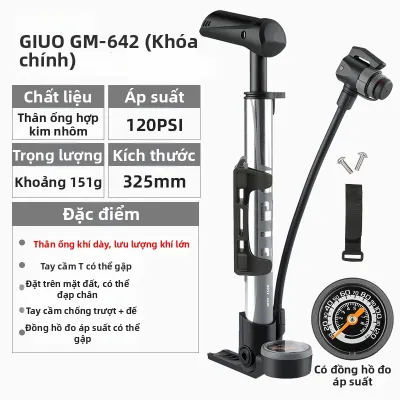 Giyo | Bơm Đạp Xe Mini Cao Áp Di Động Có Đồng Hồ Đo