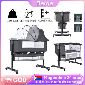 Adjustable 3-in-1 Baby Crib with Mosquito Net Storage Basket and Universal Wheels for 0-3 Years High Quality Nursery Bed