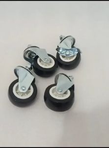 Roda 2 inchi PVC Hitam VARIAN (Screw Hidup/Rem) + MUR Troli Etalase Lemari Furniture