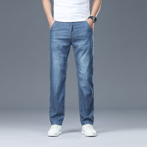WEIJINSHI | Mens Summer Loose Fit Straight Leg Tencel Jeans