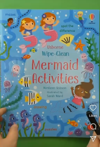 (Mermaid Activities) Usborne Wipe Clean Book Children Early Educational Fun Activity Books Birthday Gift