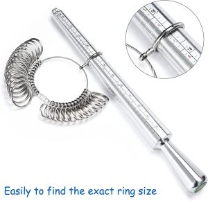 Metal Ring Sizer Tool Set Aluminum Ring Mandrel and Finger Gauges US EU Ring Sizer Measuring Tool For Jewelry Tools