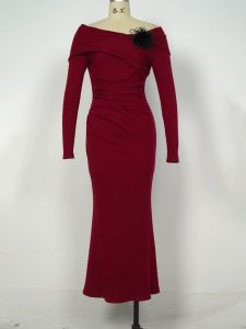 ZYHT EraVogue เดรสผู้หญิง เดรสสีแดง เดรหางปลา เดรสปาดไหล่ เดรสทำงาน เดรสไฮโซ เดรสวินเทจ เดรสออกงาน เดรสปาร์ตี้ ชุดราตรี 11471