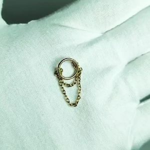 1PC Stainless Steel Cartilage Earrings Dangel Double Chains Hoop Helix Piercings Smooth Hinged Clicker Piercing Body Jewelry 16G