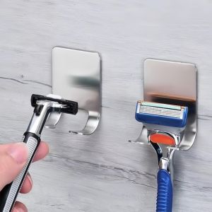 Stainless Steel Razor Hook Wall Adhesive Shaving Shaver Shelf Storage Holder for Bathroom Kitchen Organizer