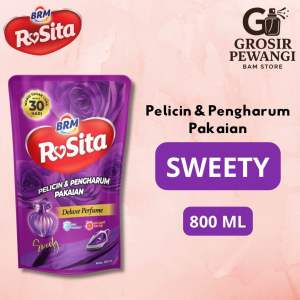 BRM Rosita Pelicin dan Pengharum Pakaian Refill 800ml Varian Ungu Sweety - Pewangi Mawar Laundry Berkah Rosita Mandiri Parfum Laundry Murah