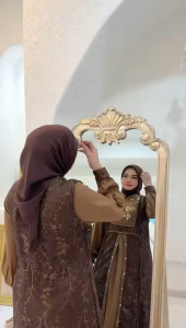 Gamis Pesta Brokat Mewah Arlita | Dress Muslimah Premium Elegan