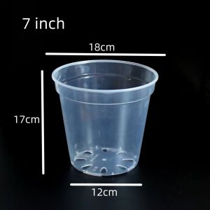 5Pcs Home Garden Transparent Planter Pot 4/5/6/7/8/9Inch Round Orchid Nursery Pots Orchid Container Starting Pot