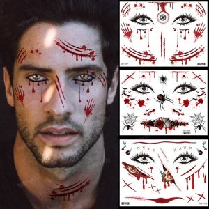 ชุดสยองขวัญสติ๊กเกอร์รอยสักแนวฮาโลวีนสติ๊กเกอร์รอยสัก Stiker Wajah สติ๊กเกอร์รอยสักสติ๊กเกอร์รอยสักรอยแผลเป็นแขนเล็กกันน้ำ