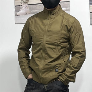 Loose Mens Casual Tactical Jacket Outdoor Climbing Clothes Windproof Waterproof Wear-resistant Black Spring Autumn Season