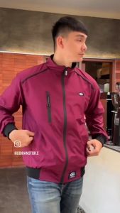 Jaket Taslan Waterproof Premium Jaket Pria Terbaru Outdoor Windbreaker Simple Distro Hoxer MARUN -gibranstore